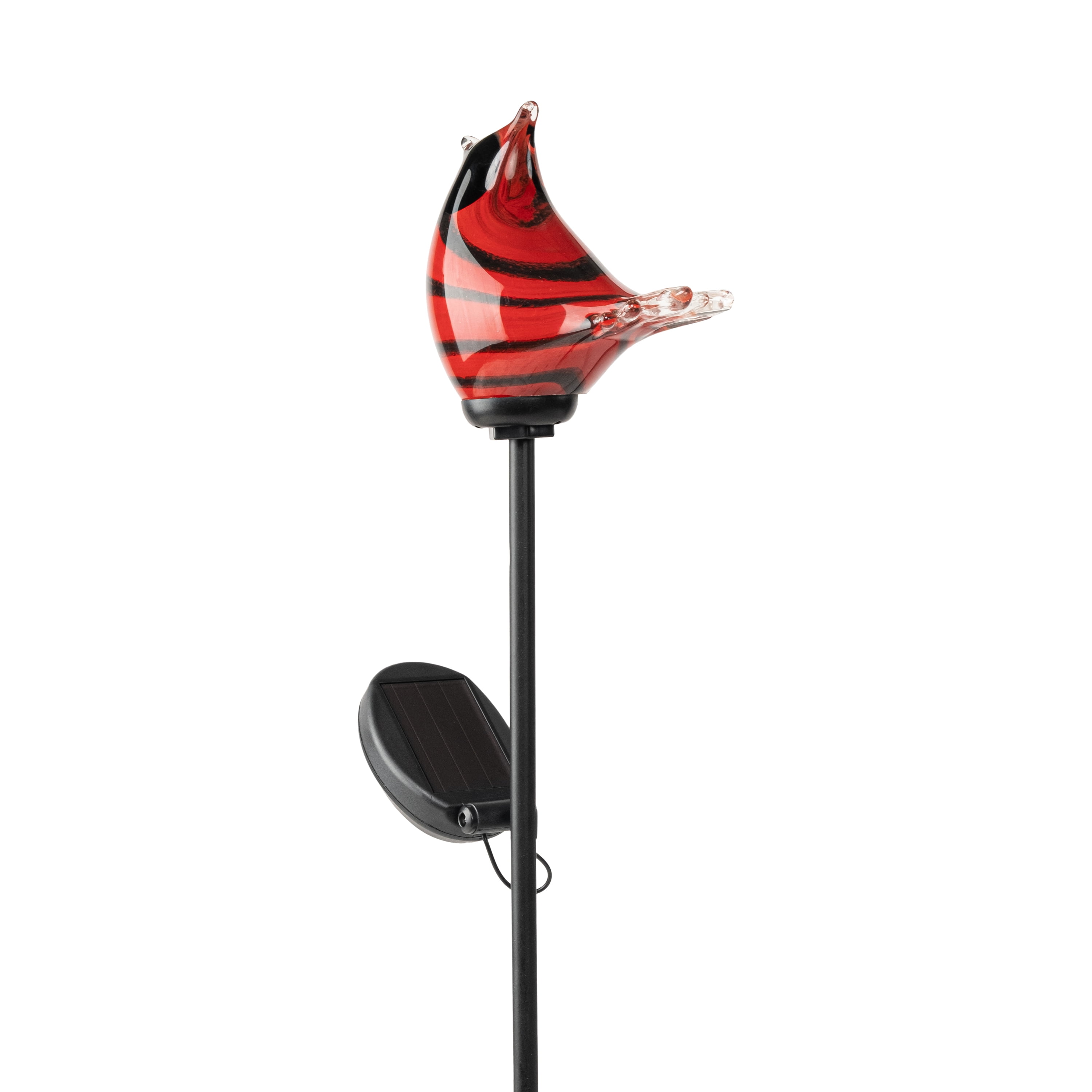 Better Homes & Gardens Solar LED Red and Black Stripe Bird Glass Stake Light Outdoor Décor, 7.3"W x 2.4"D x 25.4"H, 1.34 lb weight
