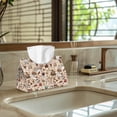 thumbnail image 5 of COEQINE PU Leather Facial Tissue Holder Facial Tissue Dispenser Rectangular Table Dryer Sheet Dispenser 7.95X4.92X4.52 Inch for Nightstand Dining Table Tabletop, Coffee Chocolate Beige, 5 of 7