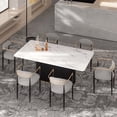 thumbnail image 7 of Morden Fort Modern Dining Table Set for 4, White Faux Marble Top Dining Table with 6 Grey Chairs for Kitchen, Dining Room, Restaurant, Conference Room, 7 of 7