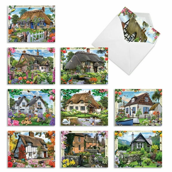 10 Assorted All Occasion Blank Note Cards Pack - Cottage Life
