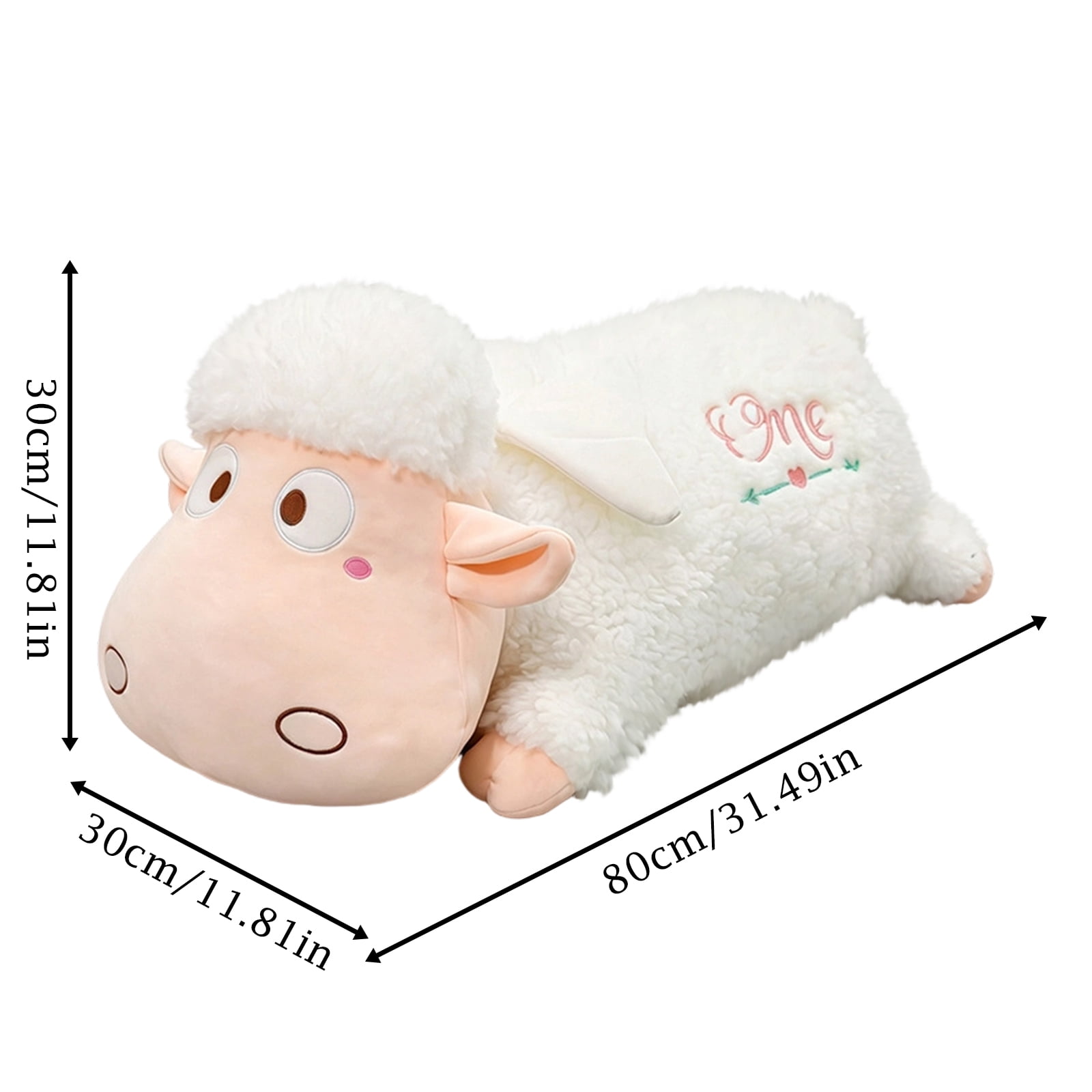 Weighted Sheep Stuffed Animal Plushie, 31.5-inch Soft Lamb Plush Cushion Sheep Shaped Comfort Companion Ornament, Fluffy Stuffed Pillow for Relaxation and Holiday Gifting
