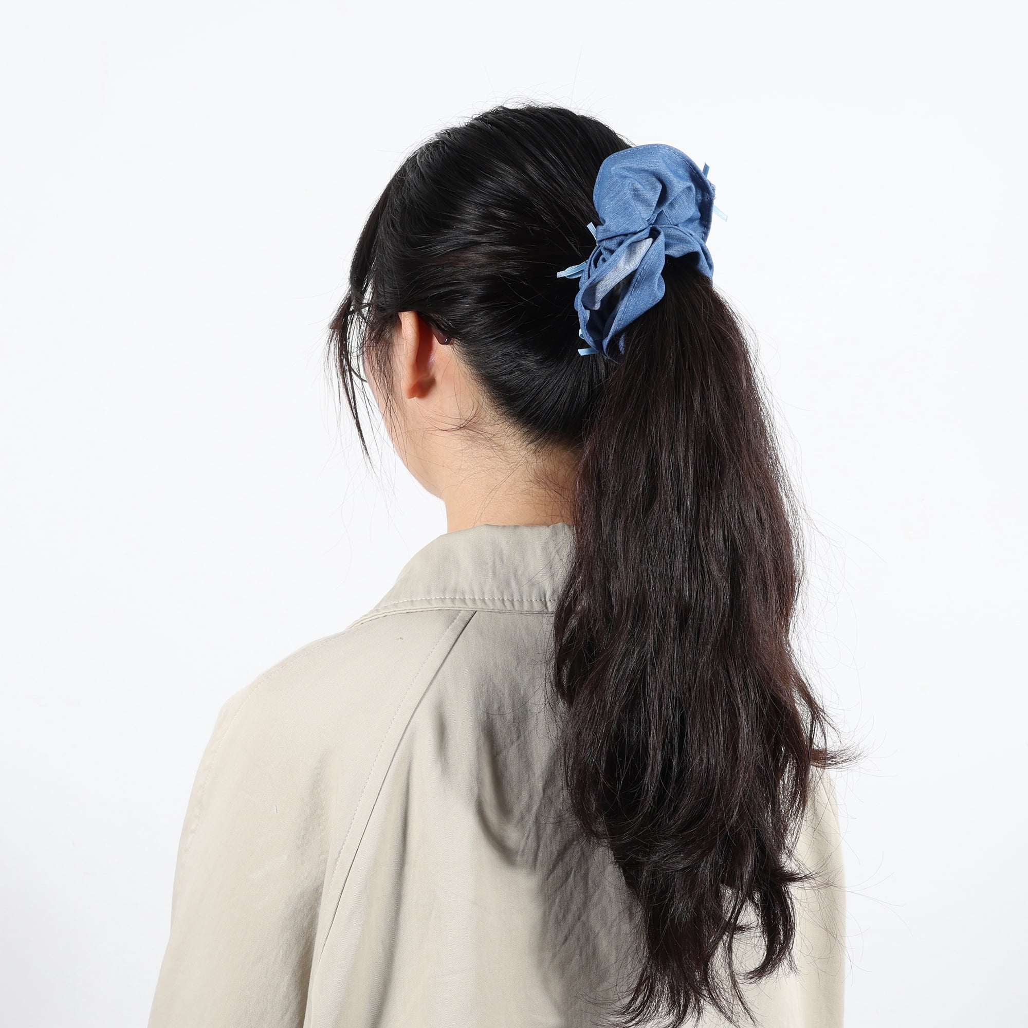Unique Bargains Bow Denim Hair Ties All Occasions Hairstyles Blue Ribbon Bow