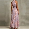 thumbnail image 2 of XIAONU Women's Ruched Waist Halter Maxi Dress Floral Print Spring Bridal Party Gown, 2 of 5