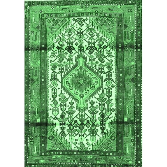Ahgly Company Indoor Rectangle Persian Emerald Green Traditional Area Rugs, 7' x 10'