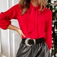 thumbnail image 4 of Blusa Con Cuello Con Lazo, Manga Larga, Blusa Suelta Con Lazo, Color Liso Básico, De Moda Para Niña Para Fiesta, 4 of 7