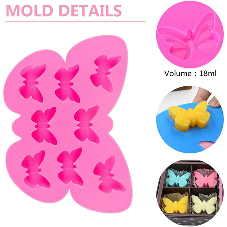  3 Pcs Butterfly Shape Silicone Mold,Non-Stick Chocolate Soap  Pudding Jello Tray Butterfly Candy Mold-Pink,Blue,Purple : Home & Kitchen