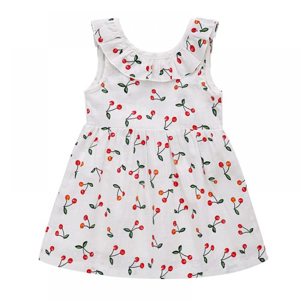 0-2Years,SO-buts Baby Girl Kids Summer Casual Sleeveless O-Neck Print Floral Bow Princess Dresses 