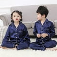 thumbnail image 7 of Otqutp Big Boys Girls Homewear Sets Kids Satin Silk Sleepwear Set Little Gilrs Boys Christmas Homewear Sets Children Button Down Tops+Sleep Pants, 7 of 7