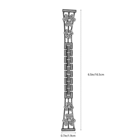 COMPUKAS Elegant Metal Watch Band with Charm Design for Watch Black Stainless Steel Adjustable