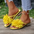 thumbnail image 5 of Women's Floral Block Heels Square Toe Elegant Dressy Slide Sandals Wedding Party Date Night Heel Sandals Yellow 9(42), 5 of 8