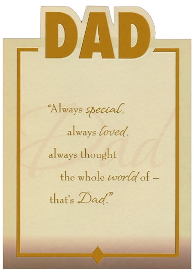 designer greetings die cut dad gold foil lettering and