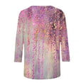 thumbnail image 5 of Womens Blouses Long Sleeve Women's Fashion Vintage Printed T-Shirt 3/4 Sleeves Blouse Round Neck Casual Tops, 5 of 5