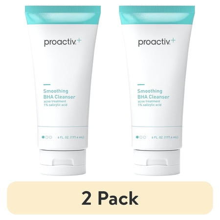 (2 pack) Proactiv+ Smoothing BHA Cleanser Gentle Formula with 1% Salicylic Acid & Aloe Suitable for All Skin Types Treats Mild to Moderate Acne 6 Fl Oz