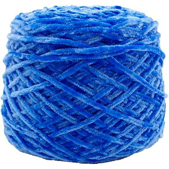 XmhyTop 250g Chenille Velvet Yarn Sapphire Blue Bulky Vegan Soft Yarn Velvet Knitting Yarn Polyester Blended Cotton Chenille Yarn Hand Knitting Yarn Crochet Thread for Clothing Hat Scarf Blanket