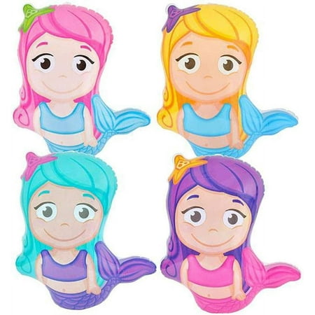 Kicko 24 Inch Mermaid Inflatable Balls - 6 Pack, Under-The-Sea Character Inflatables- Ariel Party Decorations, Nautical and Beach Parties, Princess Table Centerpieces and Chair Accents