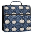thumbnail image 2 of Water-Resistant 3-Ring Binder Organizer with Multiple Pockets Zipper Binder Bag for Office Watercolor White Pumpkins, 2 of 8