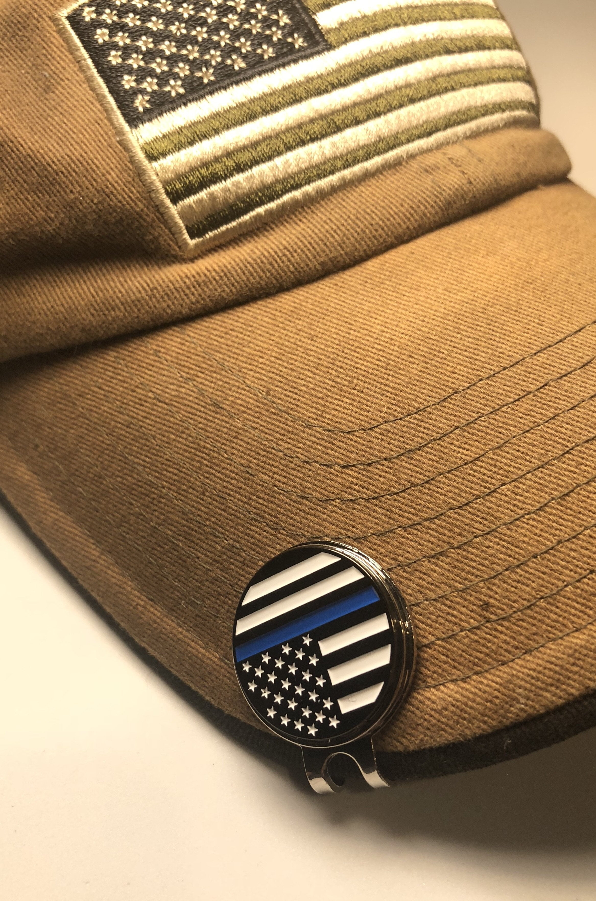 Thin Blue Line Golf hat clip ball marker Reverse Battle Flag