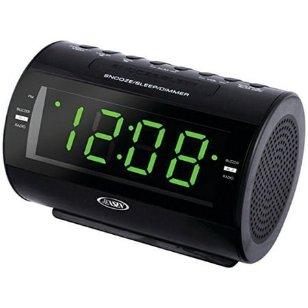 Jensen Compact AM/FM Dual Alarm Clock Radio with Soothing Nature Sounds & Large Easy to Read Backlit LCD (Best Sounding Am Fm Clock Radio)