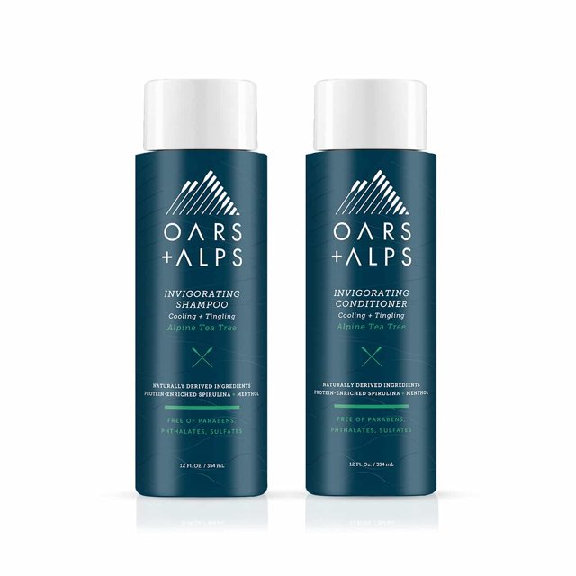 Oars + Alps Juego de champú y acondicionador para el cabello sin sulfato para hombres, infundido con hamamelis y aceite de árbol de té, árbol de té alpino, 12 onzas líquidas cada uno Oars + Alps NA