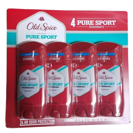 Old Spice High Endurance Pure Sport Scent Men's Deodorant 3 Oz Pack of 4