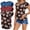 Deep Blue + Red + Black_Orange Flower, variant on Weardear Maternity Shirts Flying Short Sleeve Side Ruched Pregnancy Tops (3 Pack)