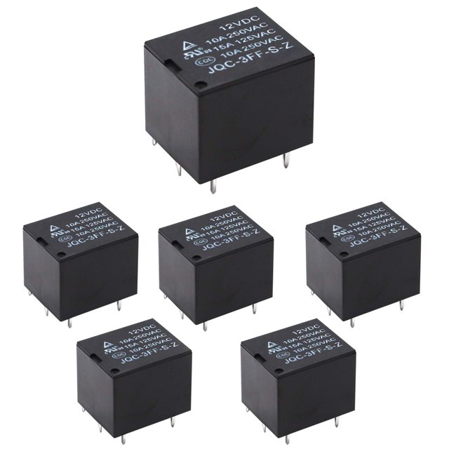 Tnisesm/6pcs DC 12V Coil SPST PCB Relay 5 Pins Mini Power Relay CAT73-5P-12V-BK