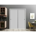 thumbnail image 3 of Sliding Closet Bypass Doors 36 x 96 inches | Planum 0010 Matte Grey | Sturdy Rails Moldings Trims Hardware Set | Wood Solid Bedroom Wardrobe Doors, 3 of 6