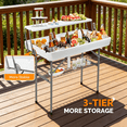 thumbnail image 2 of innhom 40" 3-Tier Foldable Ice Bucket Table with Removable Skirt, Portable Party Cooler Table with Drain System & Heavy-Duty Metal Frame for Outdoor Patio Pool Party Camping, 2 of 9