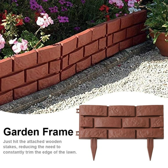 Garden Border Edging Brown bricks Effect Fence in Lawn Edging Plant Border Garden Border Flower Bed Grass DIY Decorative Yard Landscape Edging