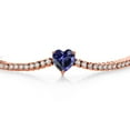 thumbnail image 2 of Gem Stone King 18K Rose Gold Plated Silver Blue Iolite and White Moissanite Tennis Bracelet for Women (4.18 Cttw, Gemstone Birthstone, Heart Shape 8MM, 7.25 inch), 2 of 6
