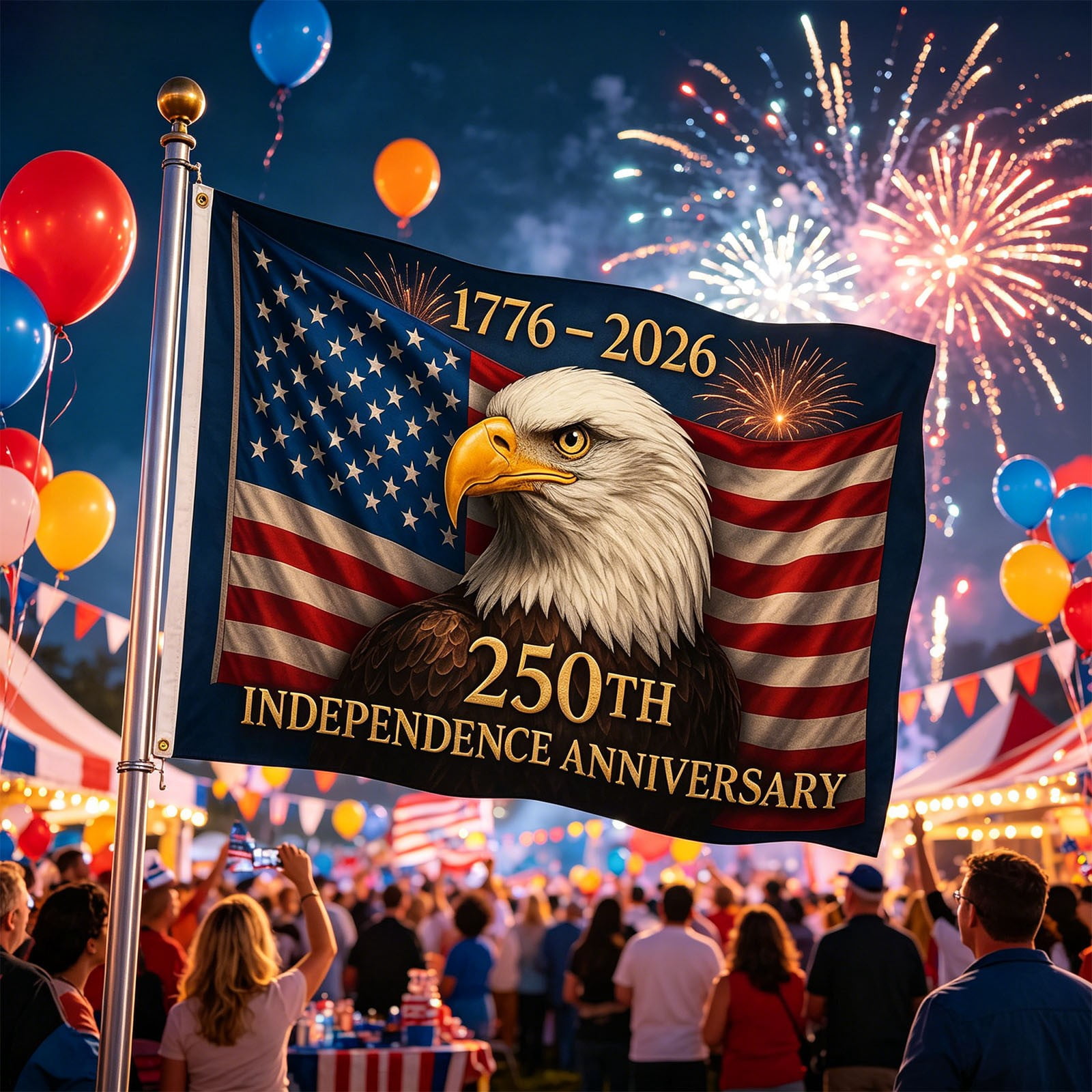 Win s Way USA 250th Anniversary Flag 1776-2026 American Independence Celebration Banner