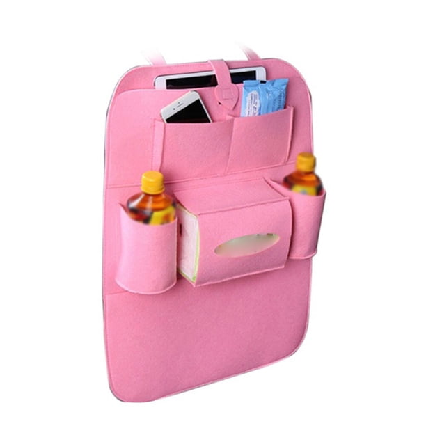 Riwesomey Asiento de coche para colgar en la parte trasera, soporte multibolsillo, bolsa de red, organizador, bolsa de viaje de almacenamiento Ventana automotriz rosa
