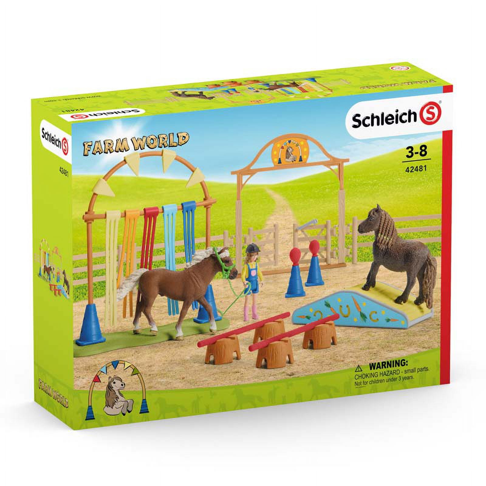 Schleich Farm World - 41 PC Pony Agility Training Set with Horse, Trainer, & Accessories - Kids & Toddlers Ages 3+