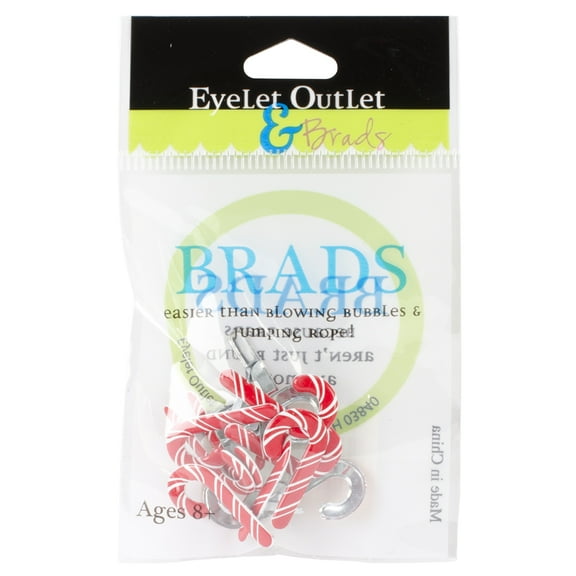 Eyelet Outlet Shape Brads 12/Pkg-Candy Canes