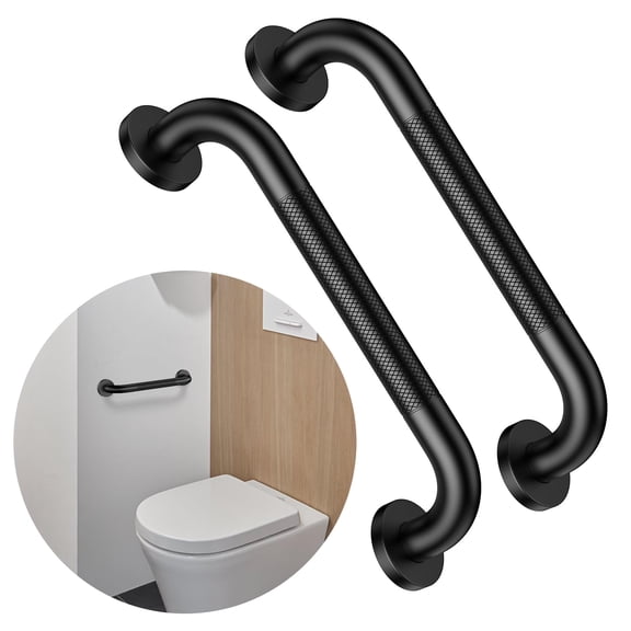 12 Inch-2 Pack Black Bathroom Grab Bar Safety Support