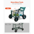 thumbnail image 3 of VEVOR Rolling Garden Cart with Seat, Metal Rolling Garden Work Seat with Wheels, Supports up to 400 LBS, Heavy Duty Gardening Cart Scooter, Outdoor Wagon & Stool on Wheels for Lawn, Patio, Backyard, 3 of 9