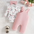 thumbnail image 4 of NOLDARES Baby Girl Clothes Long Sleeve Romper Pants Set 3Pcs Fall Winter Infant 3Pcs Fall Outfits(Pink,3-6 M), 4 of 9