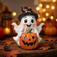 thumbnail image 5 of 4.2 Inch Witch Hat Ghost Pumpkin Figurine, Resin Spooky Table Statue, Tiered Tray Ornament for Mantel Shelf and Halloween Party Decor, 5 of 7