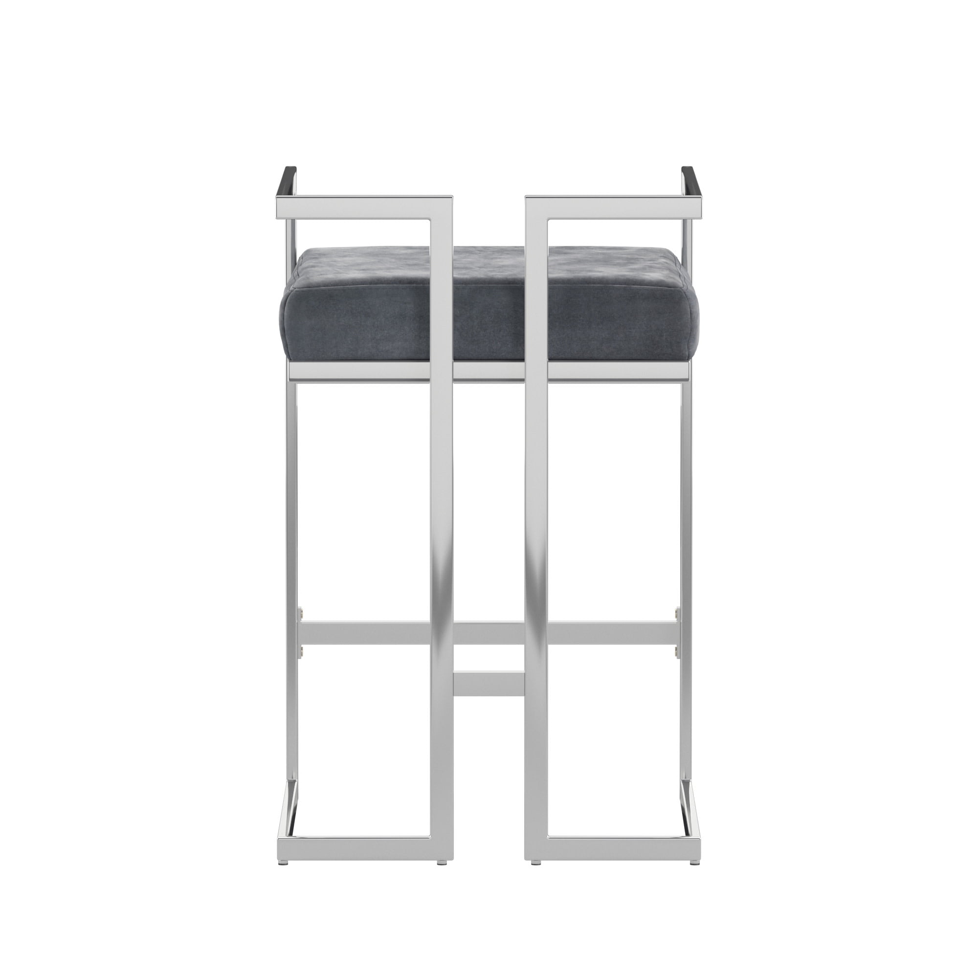 Weston Home Eivril Set of 2 Velvet Upholstered Chrome Metal Counter Height Stools, Blue