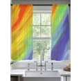 thumbnail image 3 of Sheer Curtains 72 Inches Long, Abstract Ombre Colored, Light Filtering Window Curtains for Living Room, Rainbow Watercolor Painting Art Rod Pocket Voile Sheer Curtain Drapes, 52"W x 72"L, 2 Panels, 3 of 8