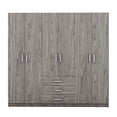thumbnail image 3 of Noble House 6-Doors Wooden Wardrobe Large Space Storage for Bedroom,Big Drawers, Gray, 3 of 9