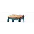 thumbnail image 3 of Jacotte 30" Backless Bar Stool: Natural Wood Seat & Teal Metal Legs, Solid Pine & Steel, 18"W x 18"D, Indoor Kitchen Counter & Home Bar Use, 3 of 5