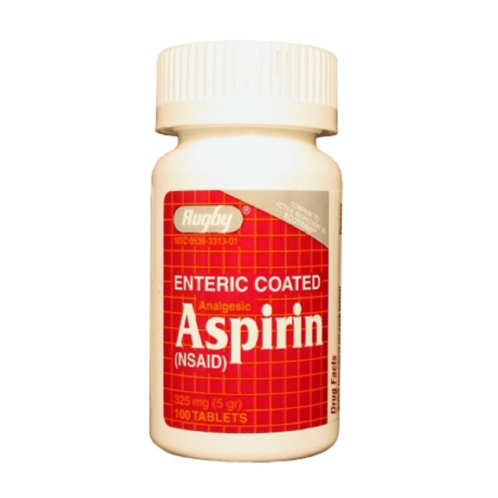 RUGBY ASPIRIN EC 325MG TAB ASPIRIN325 MG Orange 100 TABLETS UPC 305363313010