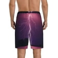 thumbnail image 3 of Kdxio Thunderstorm Violet Purple Print Mens Sleep Shorts Bottoms Soft Comfy Pajama Wear Pants with Drawstring Pockets, 3 of 7