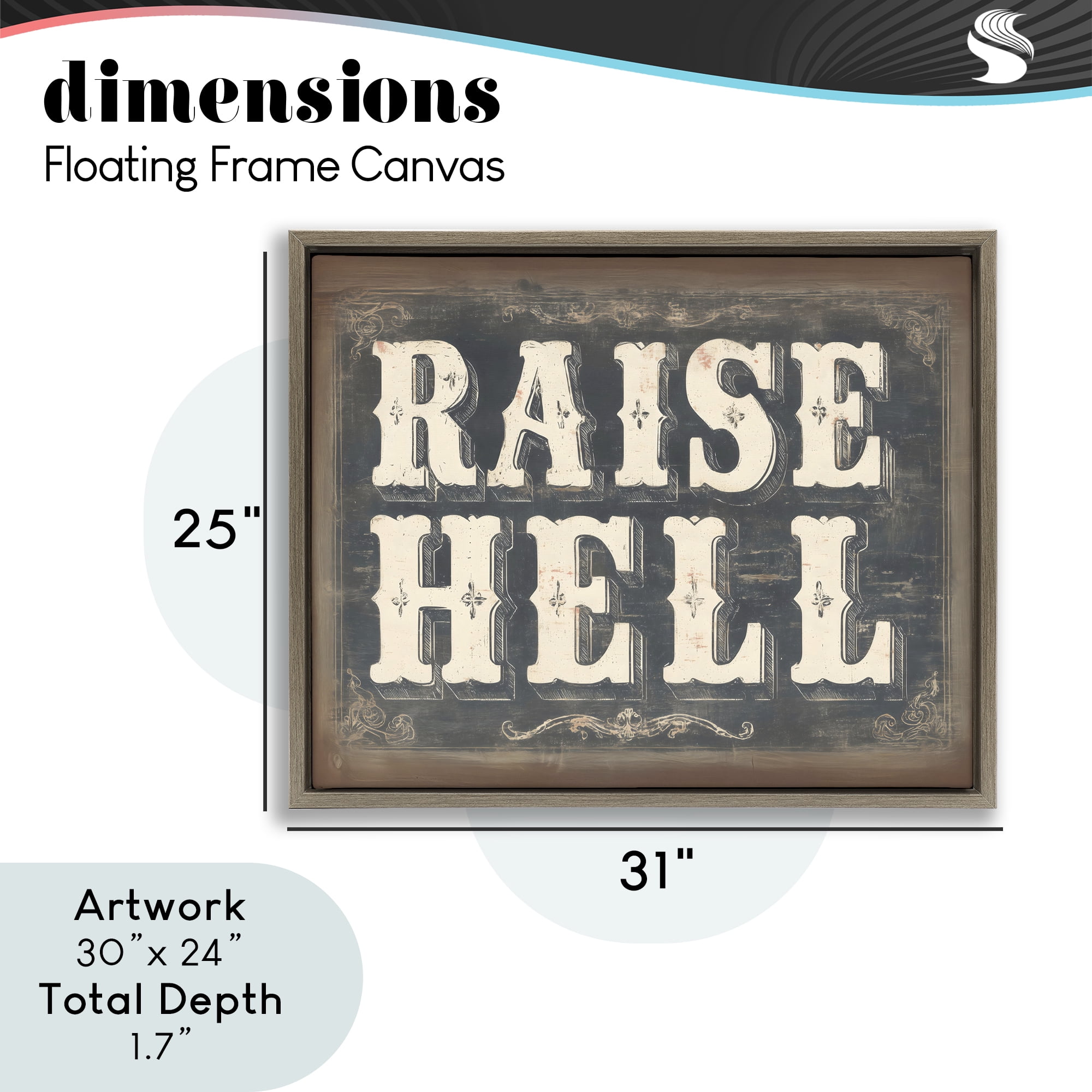 Stupell Industries Raise Hell Vintage Western Brown Framed Floater Canvas Wall Art, design by Arlington Prints