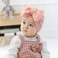 thumbnail image 4 of 8 Pack Solid Large Turban Hat Cap Beanie Bonnet with Big Hair Bow Hospital Baby Hats Knot Headwraps Turbans for Newborn Baby Girls Toddlers Infants Kids, 4 of 4