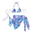 thumbnail image 1 of Bañador Tie Dye de 3 piezas para mujer, ropa de playa Sexy con espalda descubierta y cordones, trajes de baño con conjunto de Bikini con cuello Halter, 1 of 5