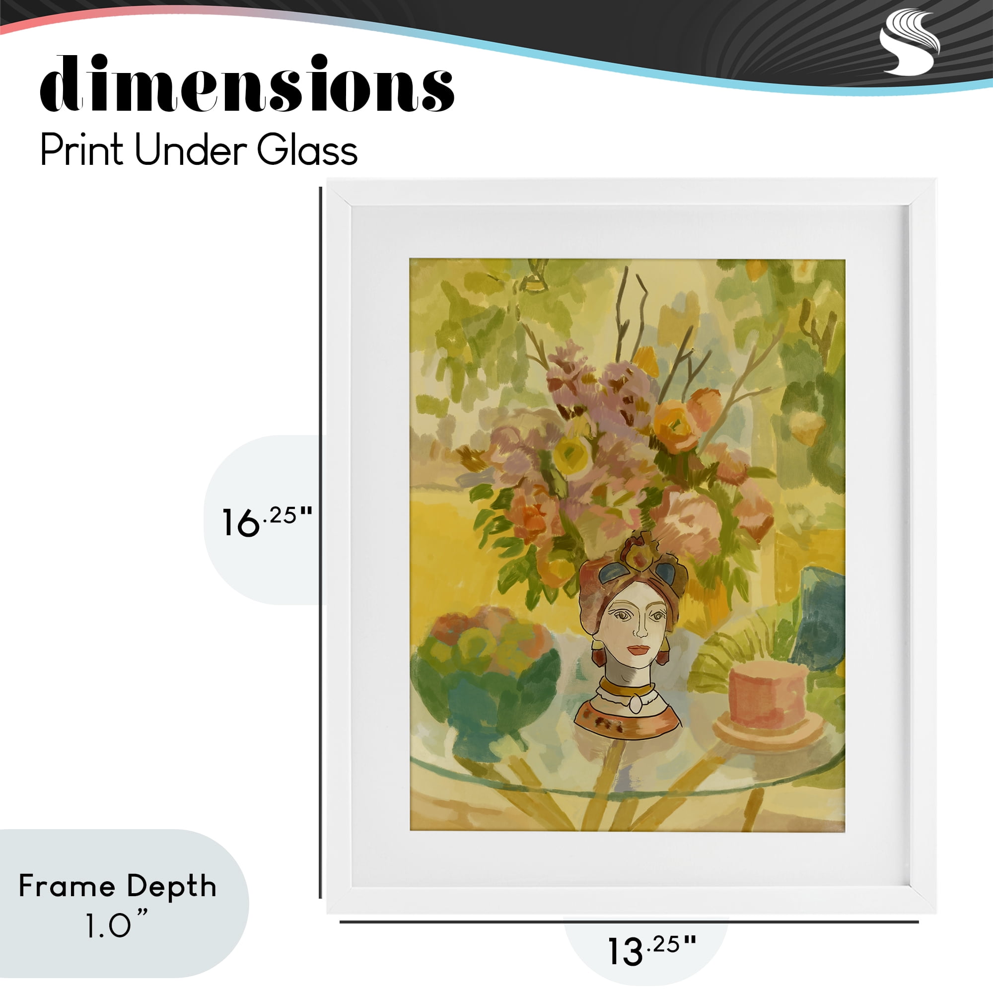 Stupell Industries Flower Head Vase White Framed Print Under Glass, design by Amelia Noyes