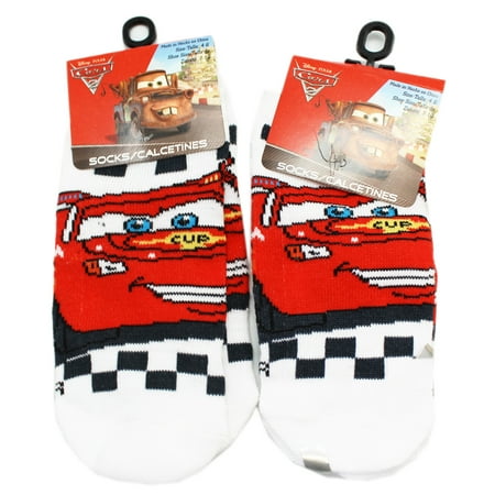 Disney Pixar Cars Socks - Disney Pixar's Cars Lightning McQueen White/Blue Socks (2 Pairs, Size 4-6)