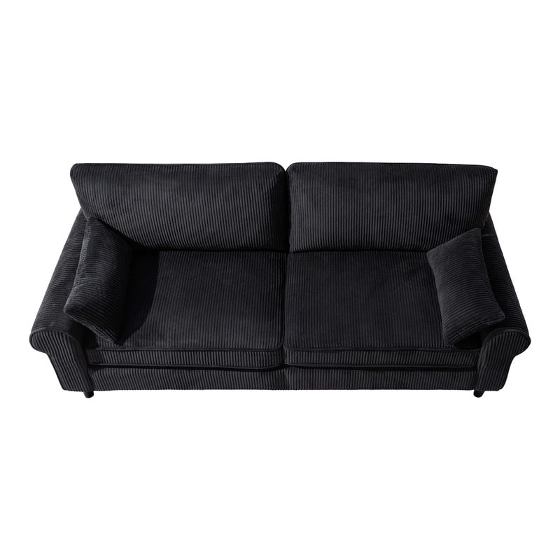 Howcool 80.7"W Corduroy Loveseat Sofa,Mid-Century Modern 2-Seater Sofa Couch, Heavy-Duty Iron & Wood Frame, Soft Upholstered Loveseat for Living Room/Bedroom